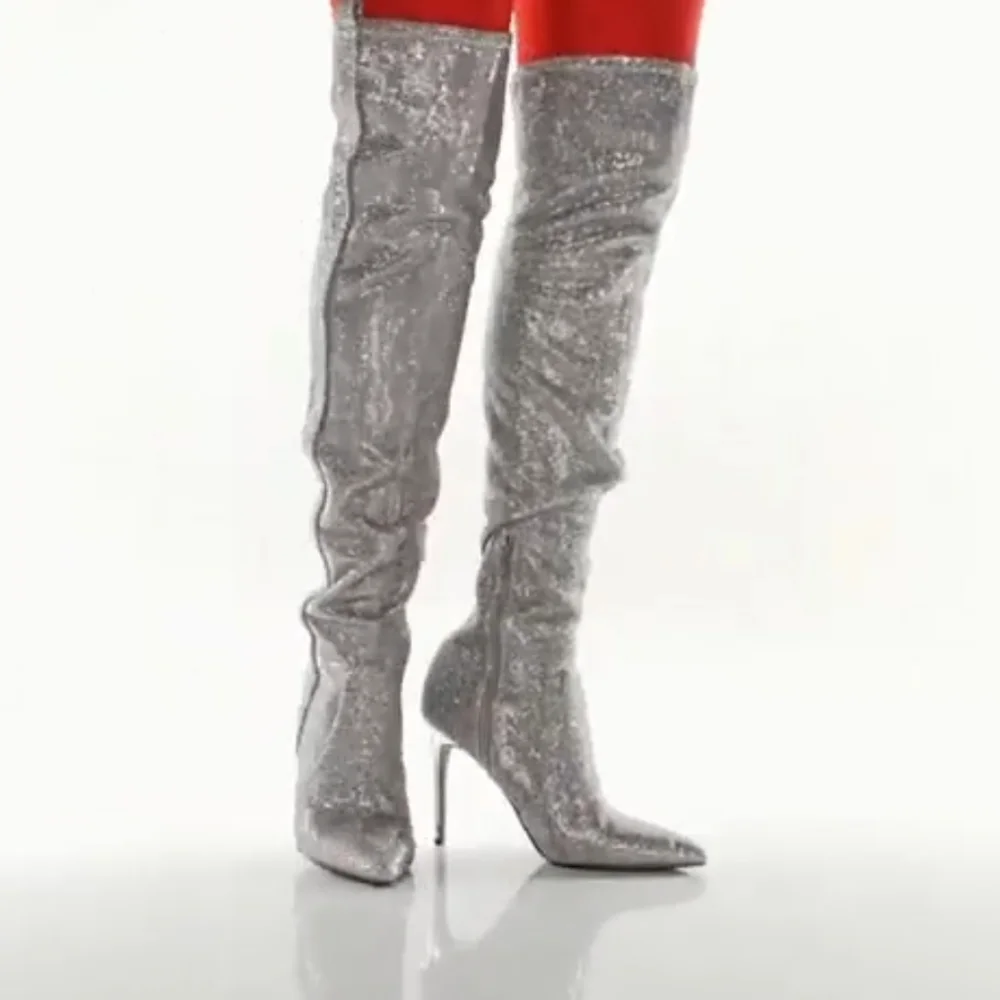 Fierce & Sexy Guess Silver Sequin OTK Boots